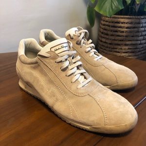 Salvatore Ferragamo Borja Tan Suede Sneakers